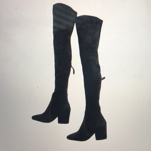 Ellis Black Classic Over the Knee Suede Boots